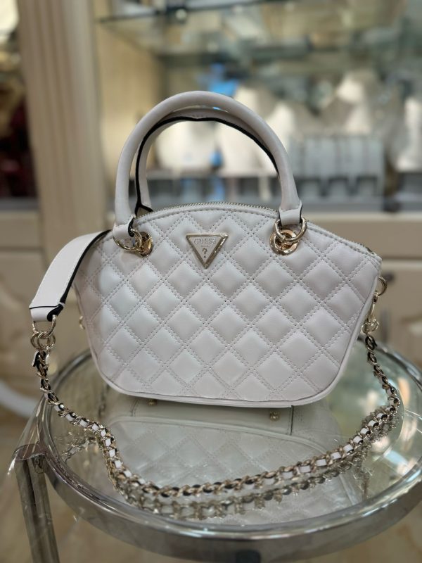 GUESS Giully Mini Quilted Handbag Off White