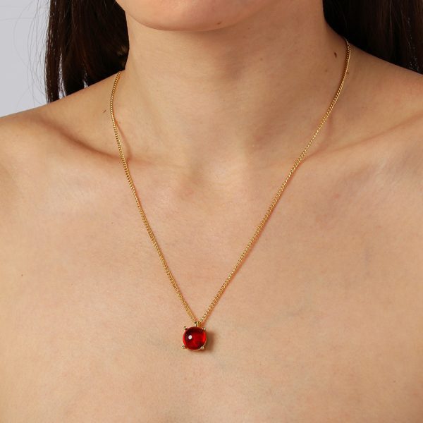 SANNA Necklace with Red Crystal Gold - Image 3