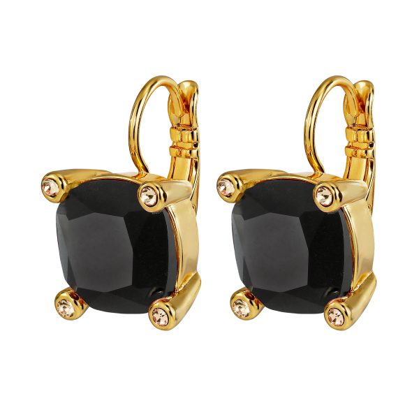 TANA Earrings with Black Crystals Gold