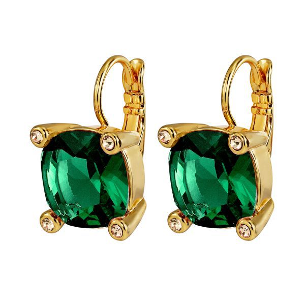 TANA Earrings with Green Crystals Gold