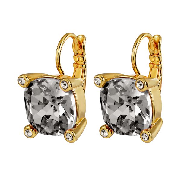 TANA Earrings with Grey Crystals Gold