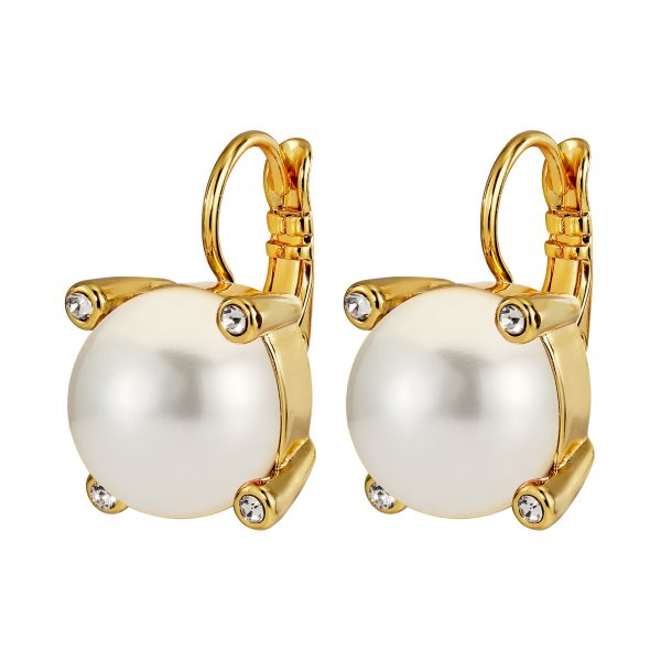 TANA Earrings with White Pearl Gold