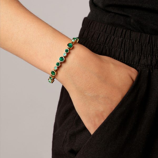 TERESIA Green Crystals Bracelet Gold - Image 2