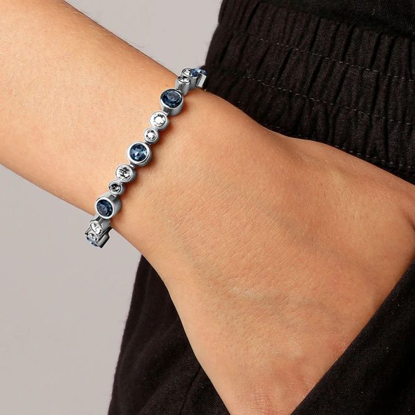 TERESIA Bracelet with Clear & Royal Blue Crystals Silver - Image 2