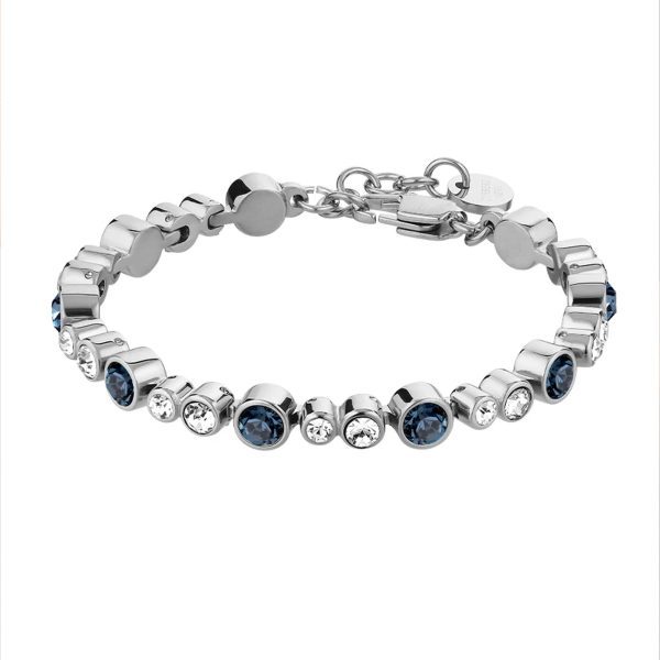 TERESIA Bracelet with Clear & Royal Blue Crystals Silver