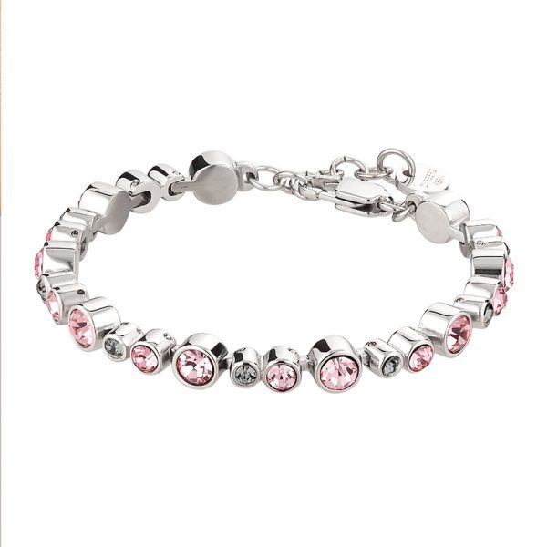 TERESIA Bracelet with Rose & Grey Crystals Silver