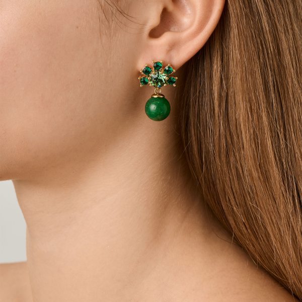 VERONICA Earrings with Green Crystals Gold - Image 2