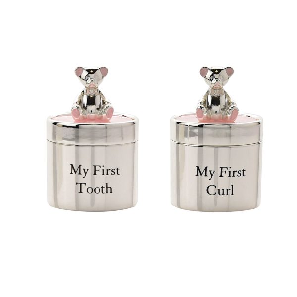 Silverplated First Tooth & Curl Set - Pink