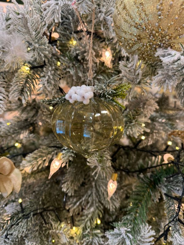 Green Glass Bauble with Pine & Cones