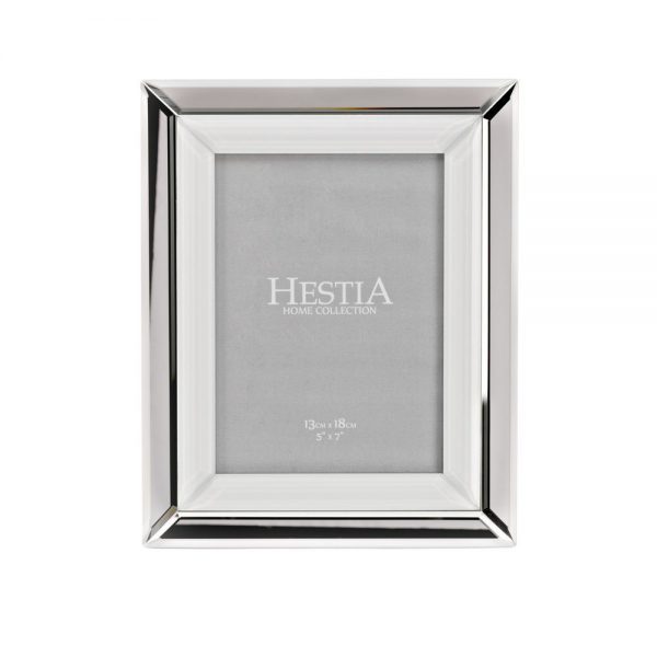 Mirror and White Glass Photo Frame 12.5 cm x 17.5 cm (5" x 7")