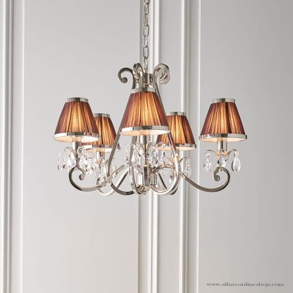 Nickel 5lt Pendant & Chocolate Shades